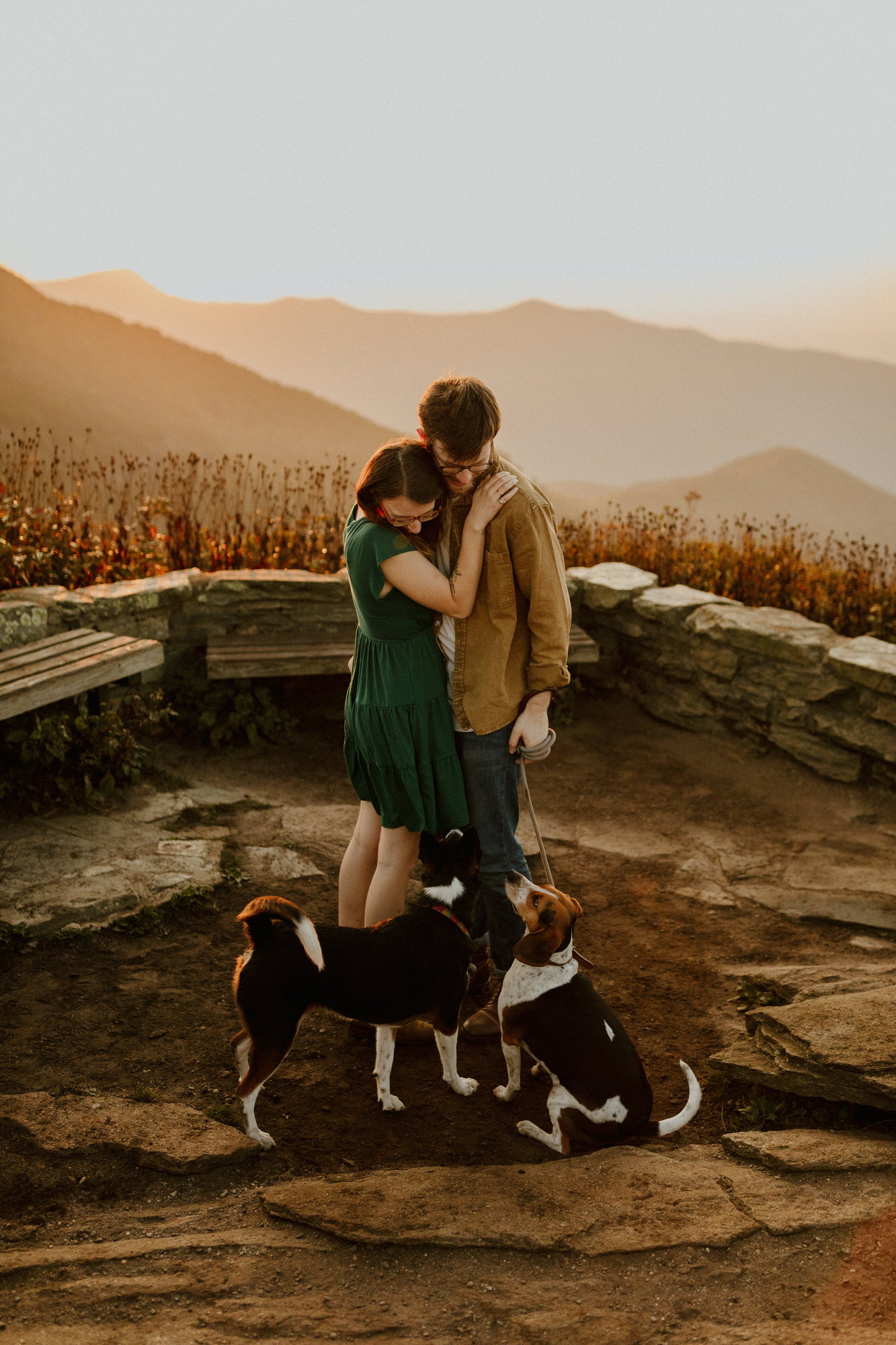Engagement photos in the mountains of North Carolina with dogs