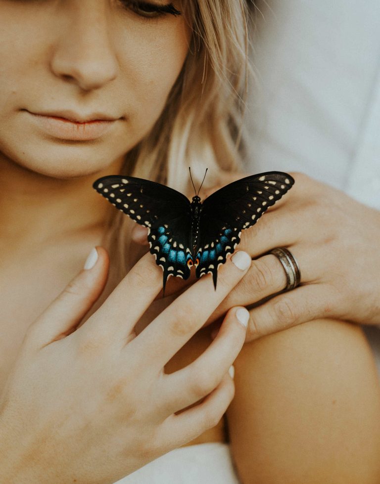 boho wedding elopement with butterfly